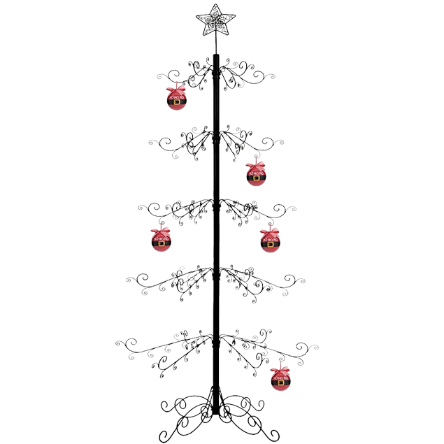 Ornament Display Tree Metal Christmas Wrought Iron Stand Large Black EB02 Hohiya